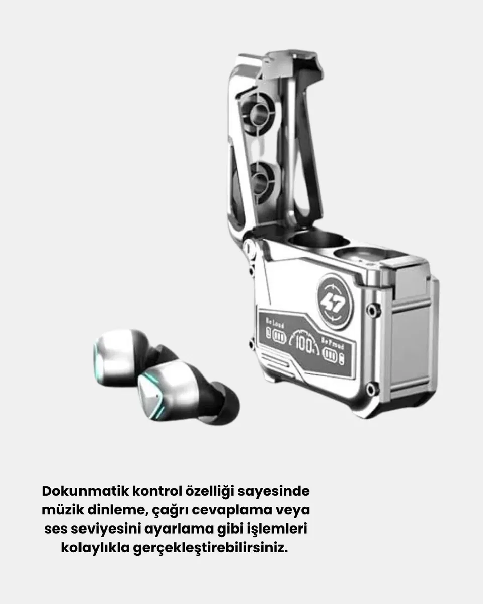 IPX5 Su Geçirmez Kablosuz Bluetooth Kulaklık – Powerbank Şarj Kutulu, Düşük Gecikmeli Oyun Modu görsel 5