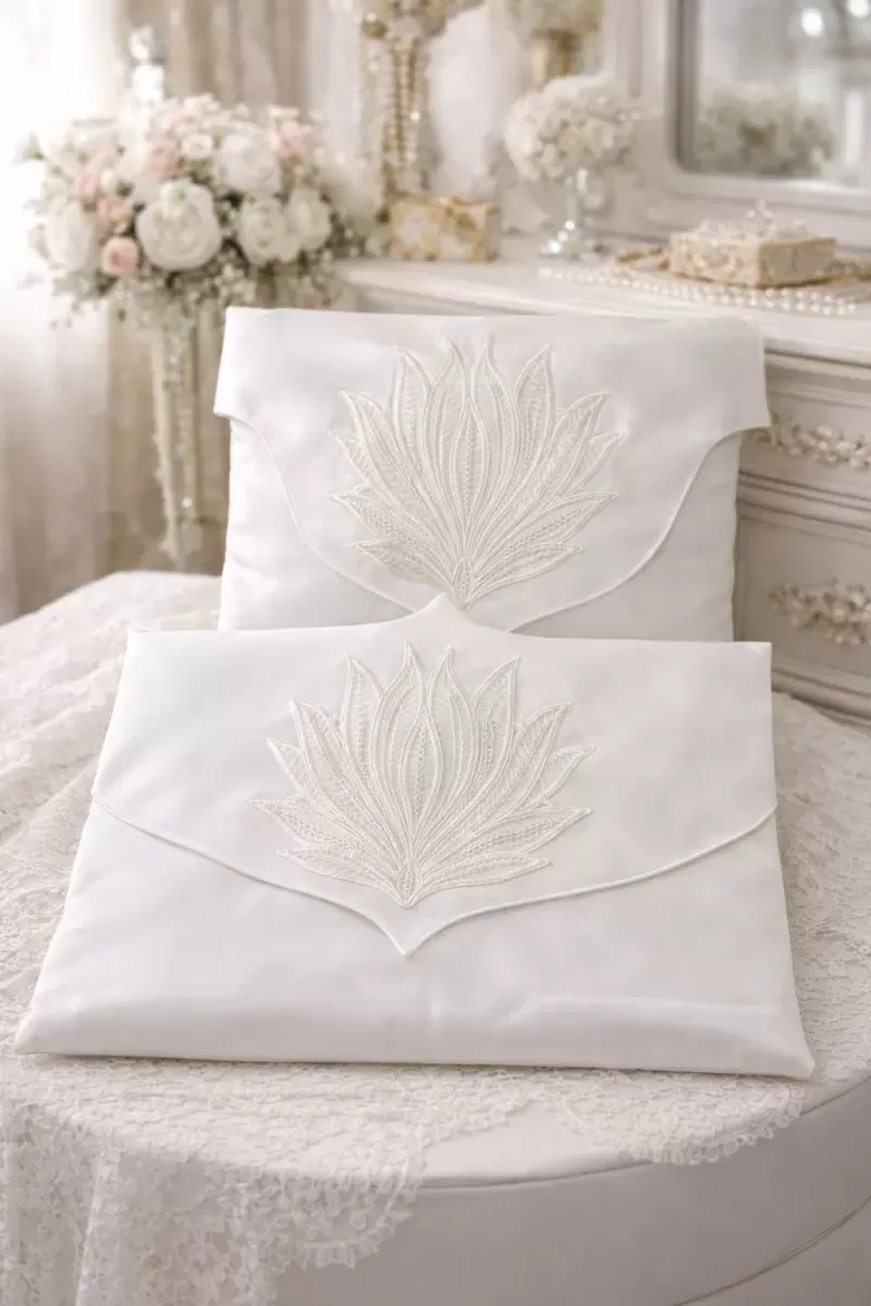 Fransız Güpürlü Zarf Bohça Nişan Bohçası Söz Bohçası 3 Boyutlu Tekli Bohça 50x50 cm görsel 2