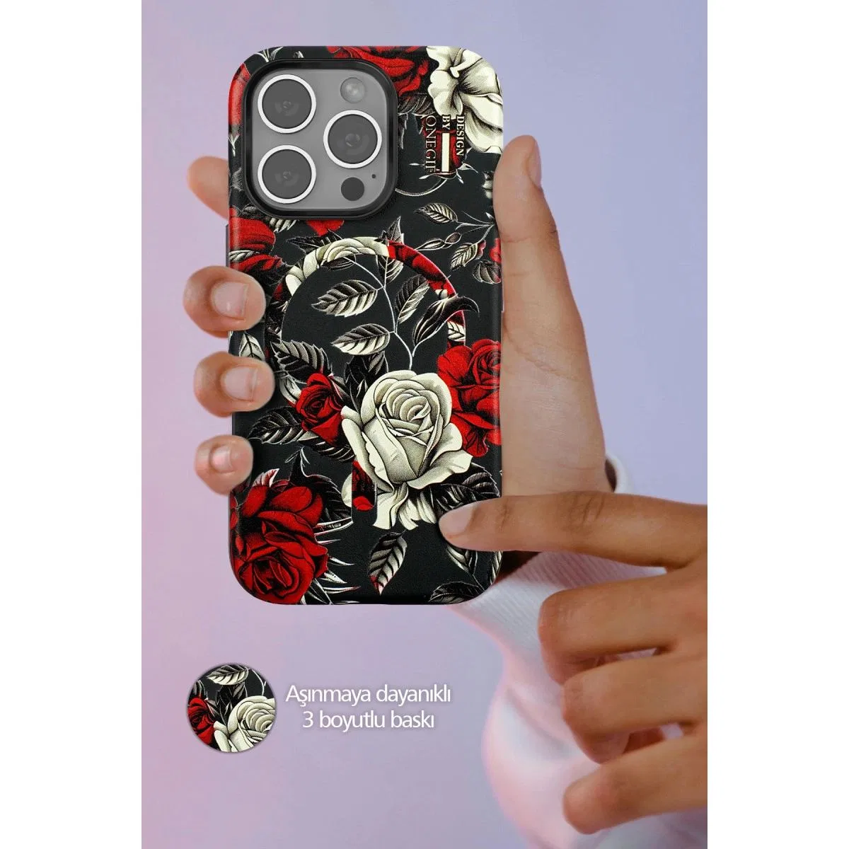 Onegif Apple İphone 15 Plus Flower Series Magsafe Kapak - Mavi görsel 3