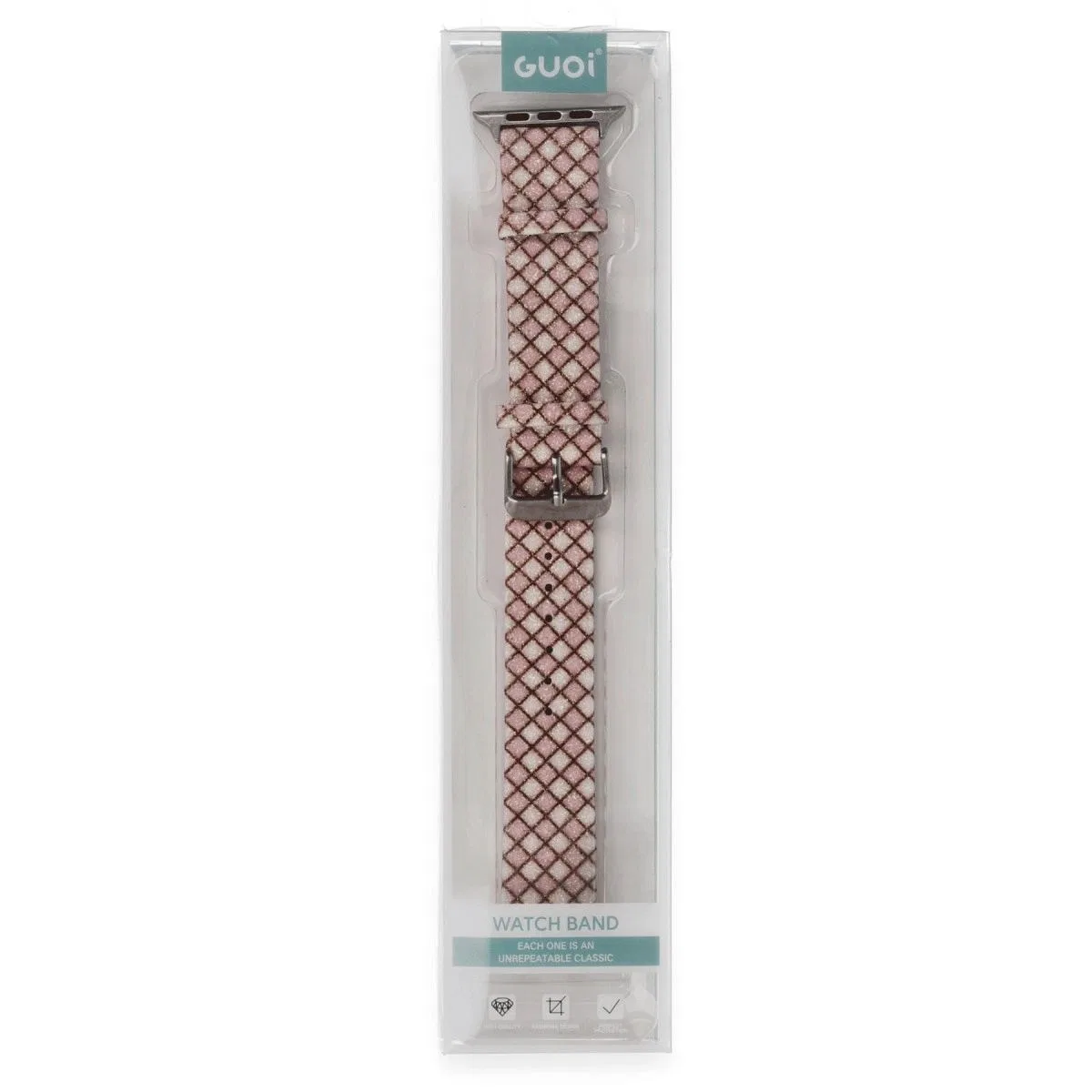 Apple Watch 42mm Karo Motif Kordon - Pembe görsel 2