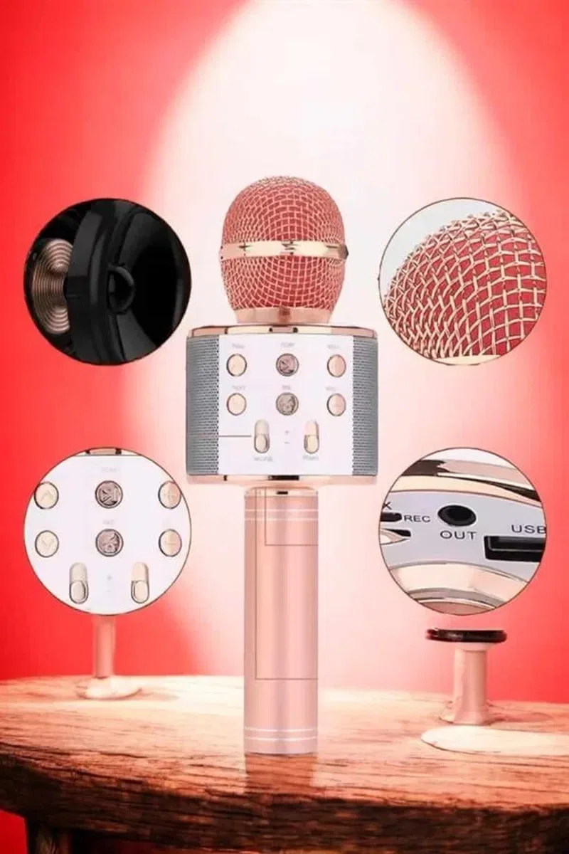 Şarjlı ve Uzun Pil Ömürlü Karaoke Mikrofon USB Bellek Destekli, Profesyonel Ses görsel 5