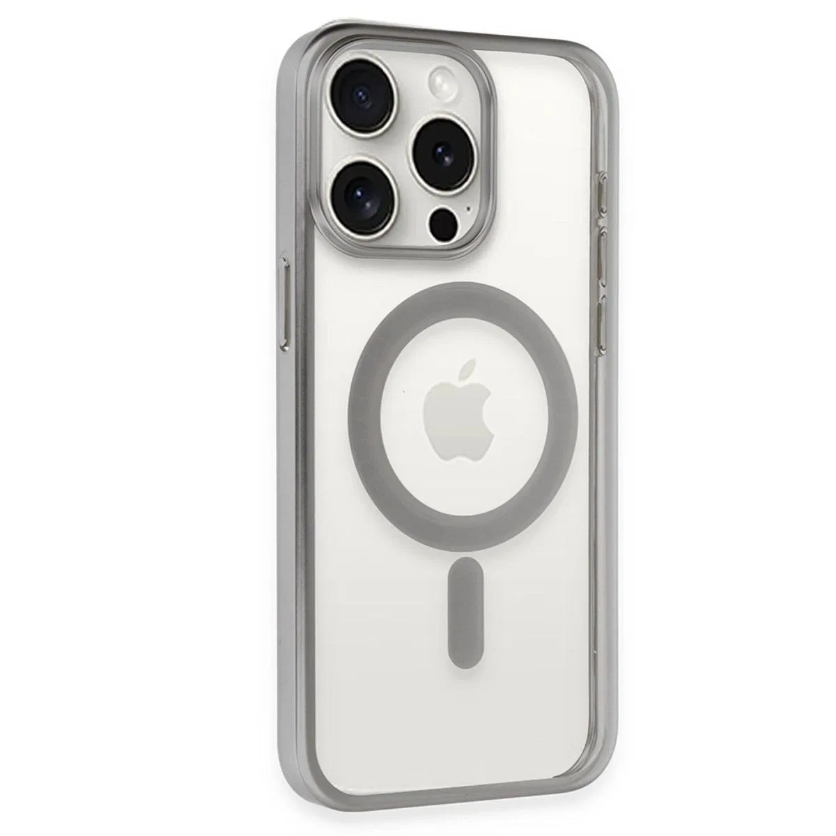 Apple İphone 15 Pro Max Kılıf Erozi Magsafe Kapak - Gümüş görsel 3