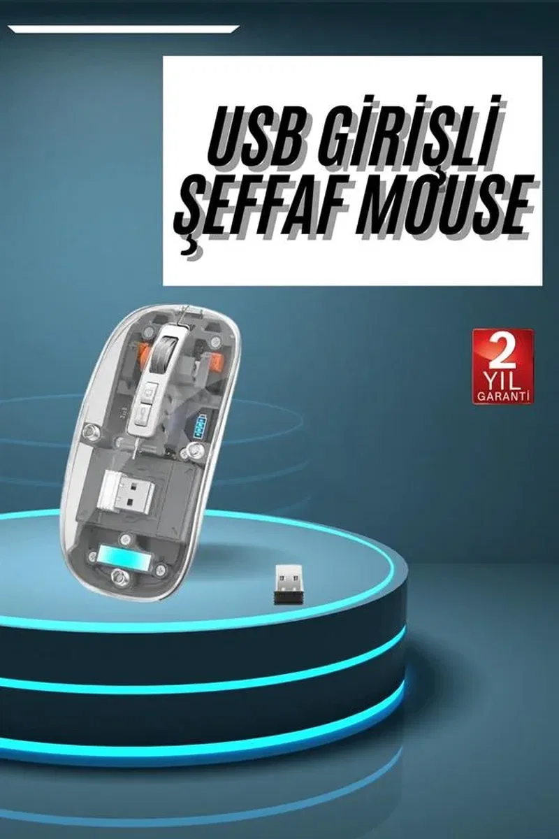 Kablosuz Mouse Fare Şarjlı Bluetooth Wireless Çift Modlu Sessiz görsel 2