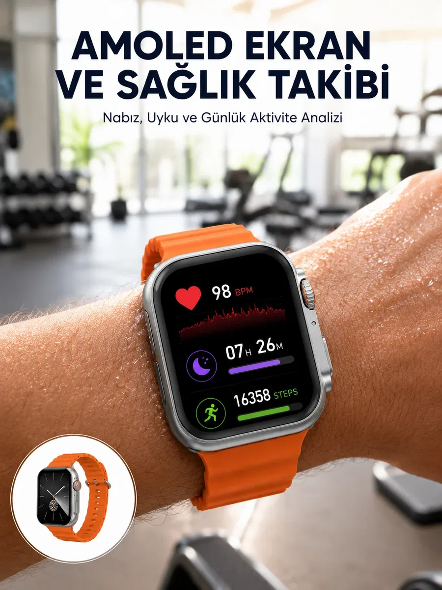 Akıllı Saat Unı Zarif Görünümlü Titanyum Kasa Amoled Ekran Müzik Dinleme Yeni Nesil
