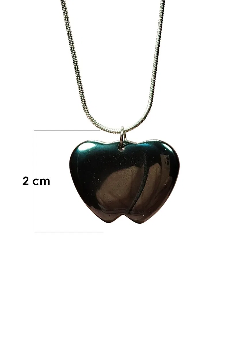 Hematit Doğal Taşı Zincirli El Yapımı Kolye Uç: 2 cm Zincir: 20 cm Kutulu görsel 2