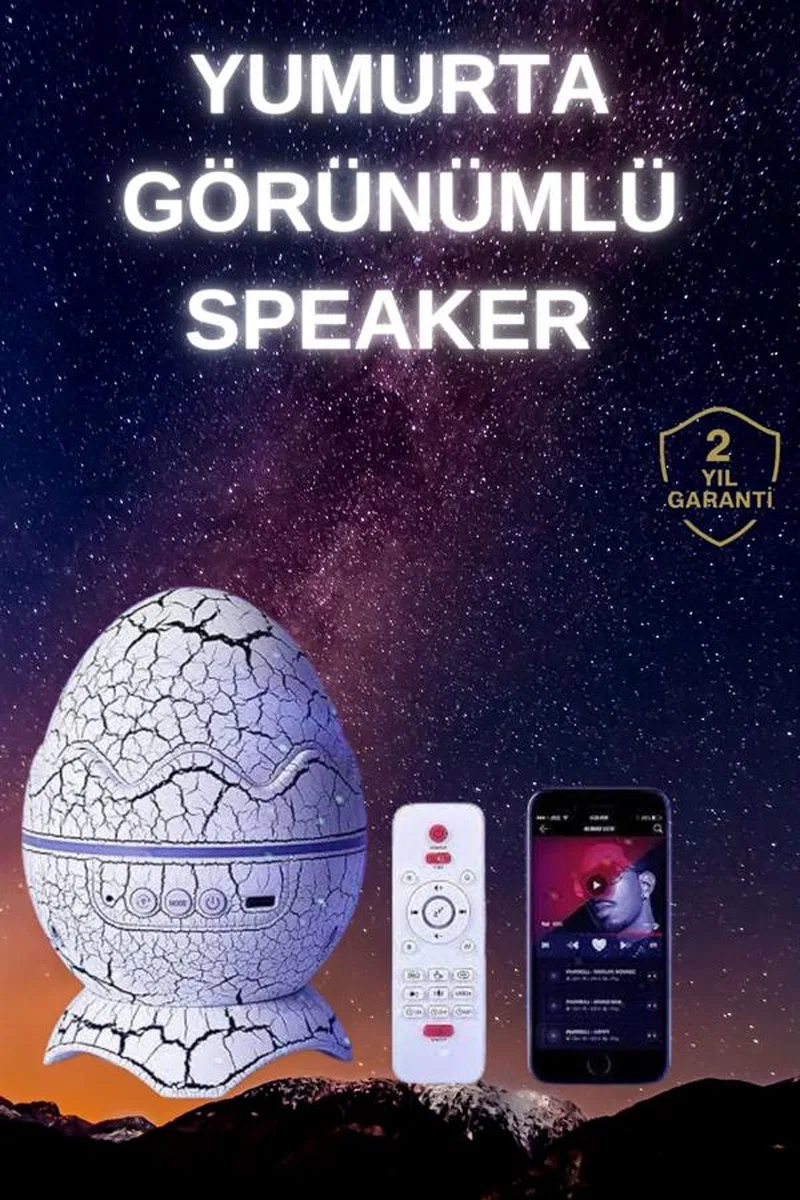 Yumurta Şeklinde Su Dalgalı Bluetooth Speaker Lamba Renkli Şarjlı Yeni Nesil görsel 2