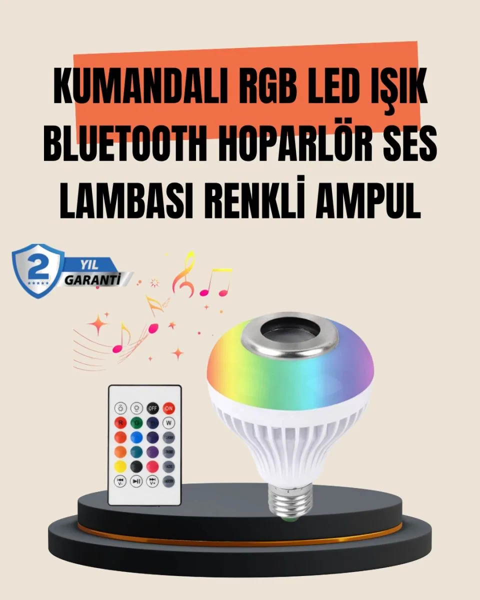 12w Led Ampul – Renkli Işık Ve Dahili Hoparlör Özellikli