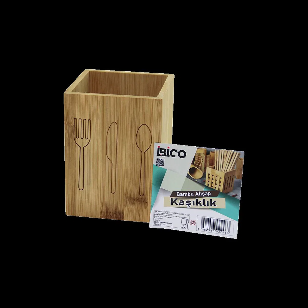 Ahşap Bambu Kaşıklık Organizer 9x9 cm görsel 2