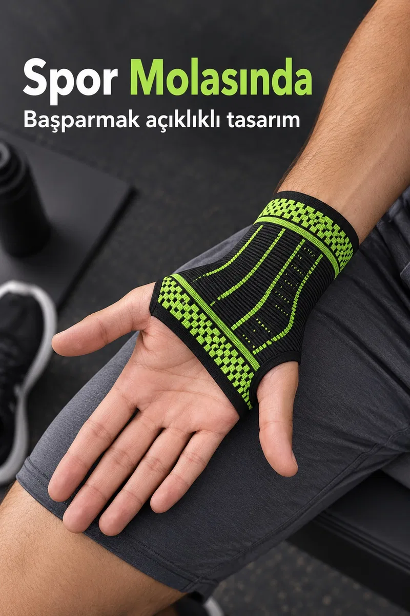 Avuç İçini ve Bileği Saran Örgü Sporcu Bilekliği