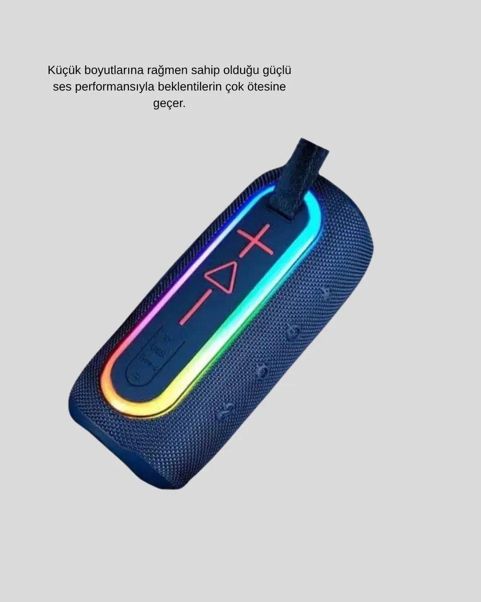 Mavi Taşınabilir Bluetooth Hoparlör Kompakt Tasarım ve Güçlü Ses görsel 4