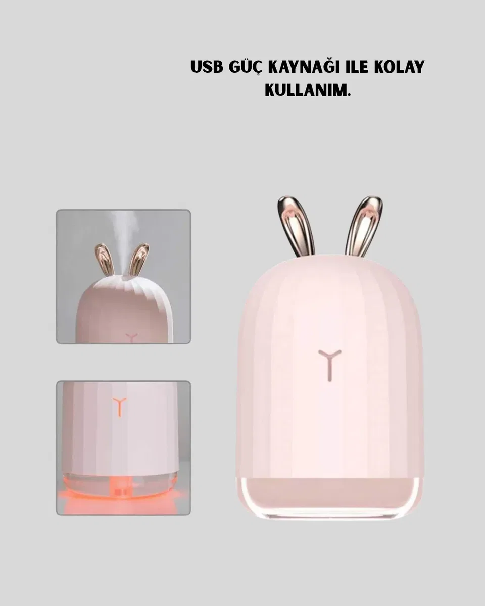 USB Bağlantılı Sessiz Çalışan LED Işıklı Nemlendirici Difüzör 200 ml görsel 3