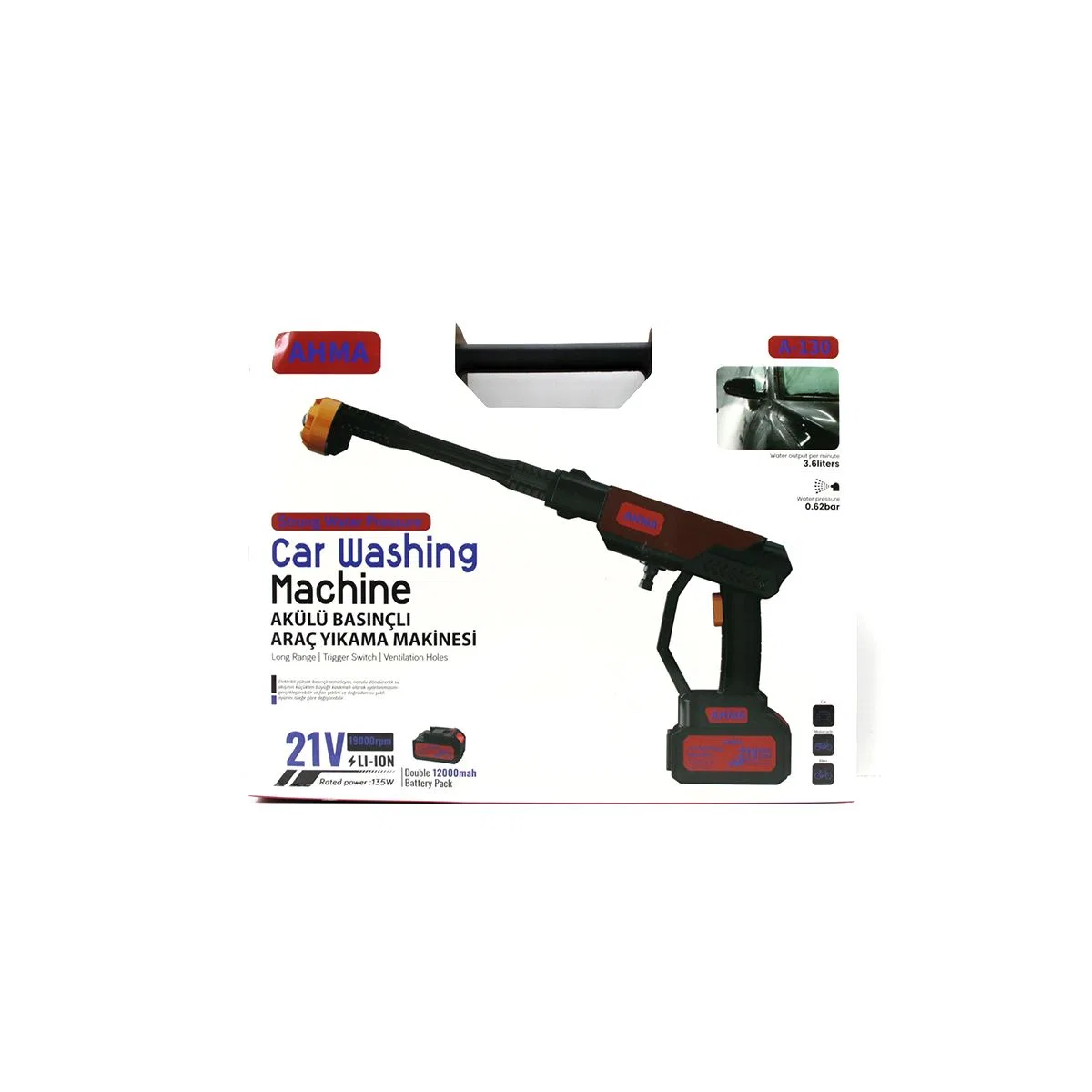 Şarjlı Araç Yıkama Makinesi 135W 19000RPM 21V 12000mAh görsel 4