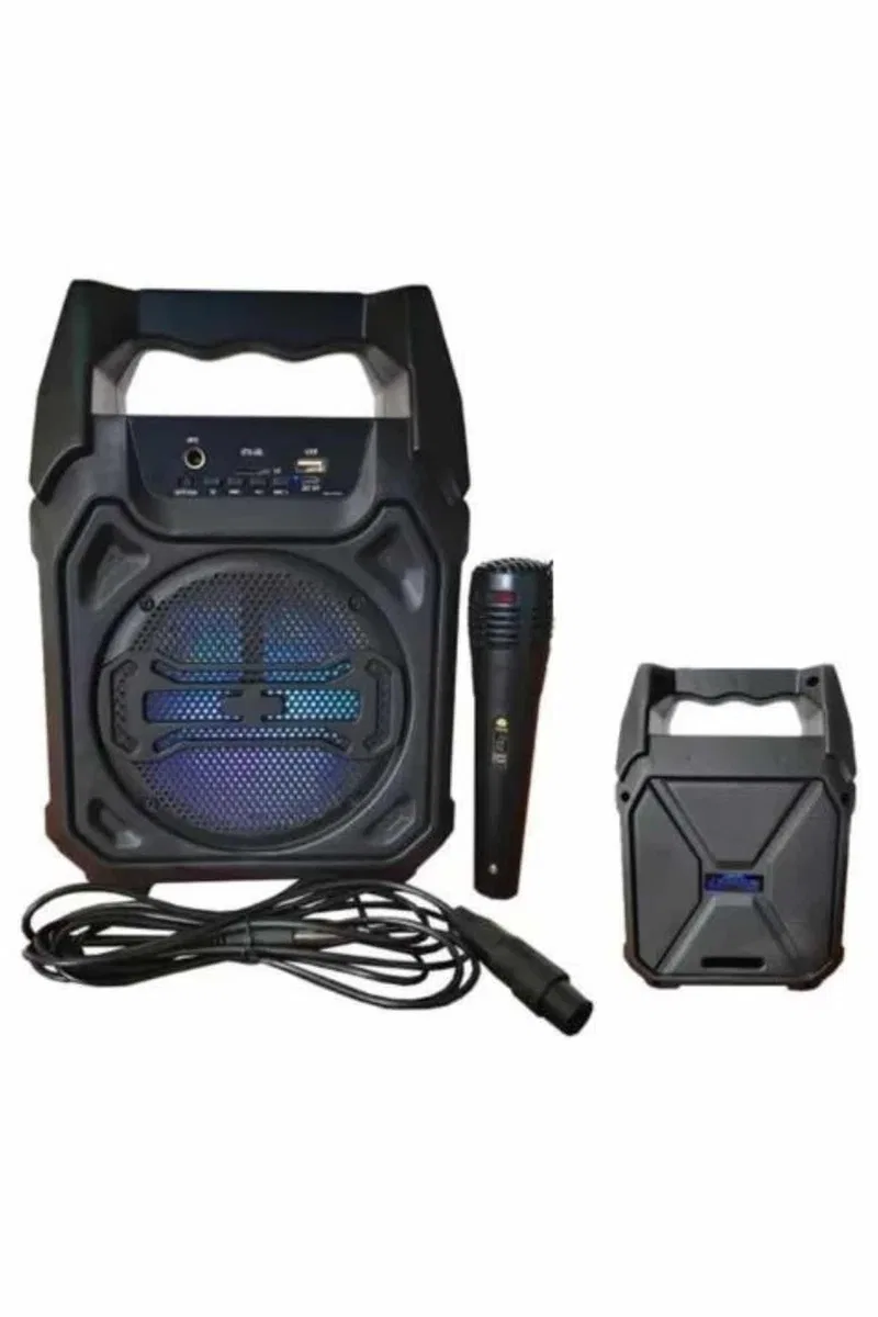 Karaoke Mikrofonlu Fm Radyolu Bluetooth Hoparlör Yüksek Ses Kaliteli görsel 2