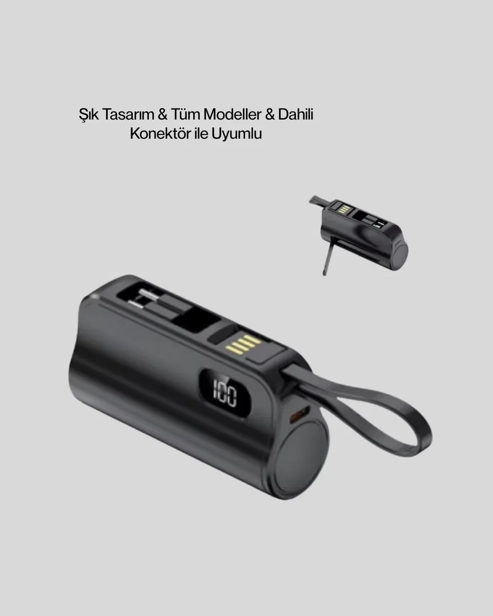 Dahili Type-C Konektörlü Mini 2000mAh Powerbank görsel 3