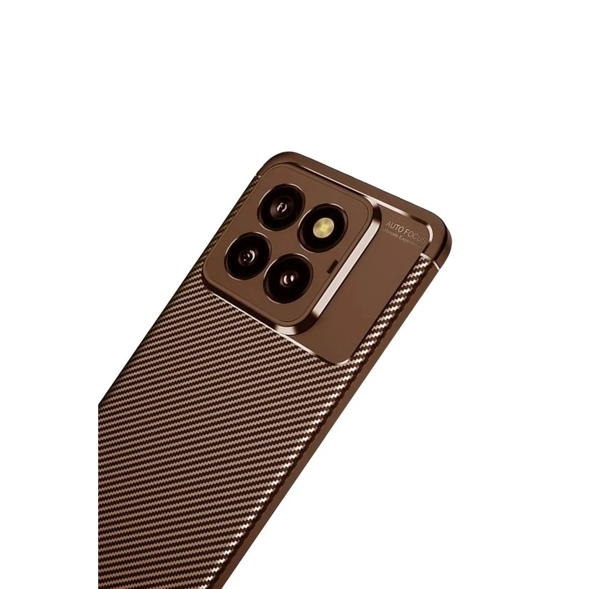 Xiaomi Mi 14t Pro Kılıf Auto Focus Karbon Kapak - Kahverengi görsel 3