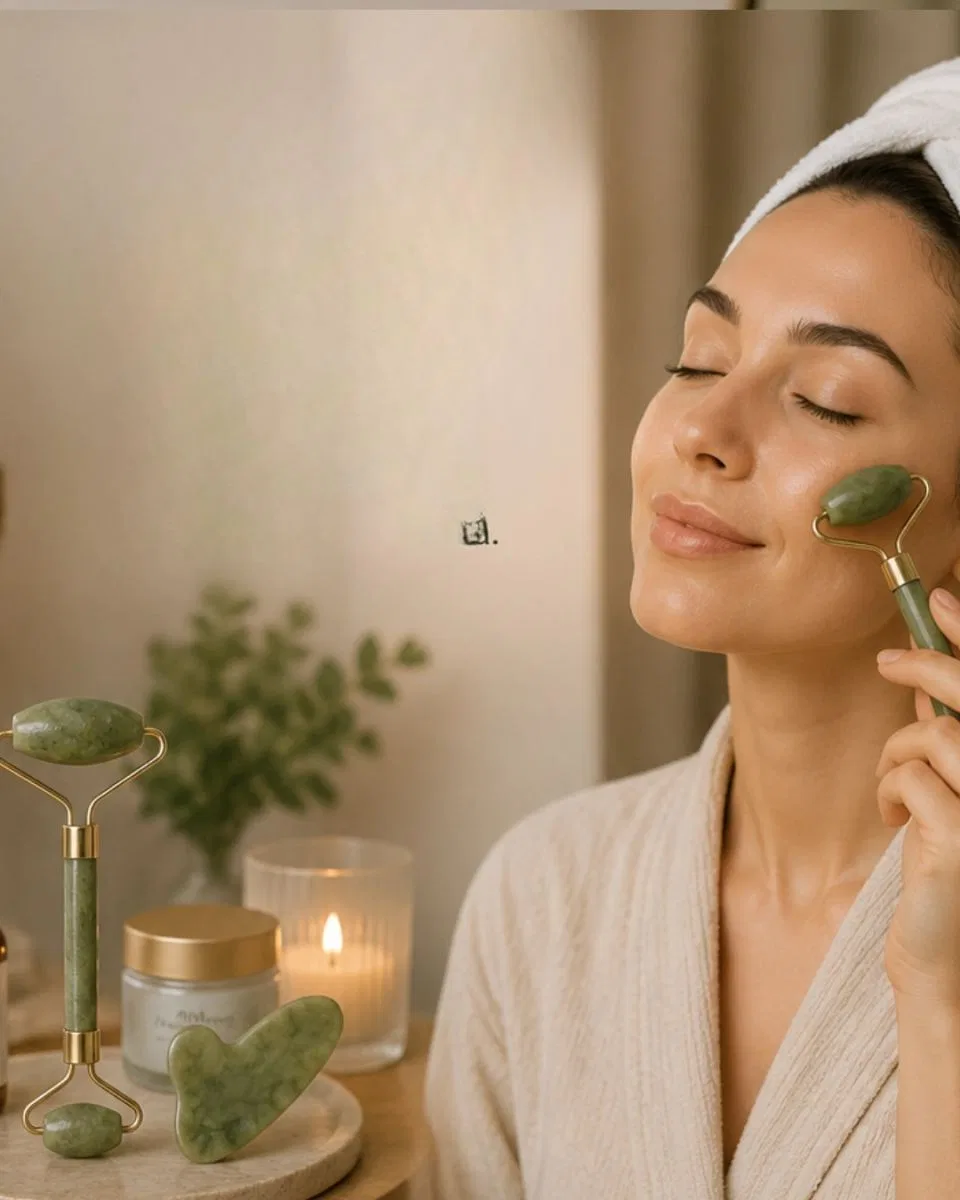 Doğal Jade Stone Yüz Masaj Seti Cilt Bakım Ve Rahatlatıcı Bakım