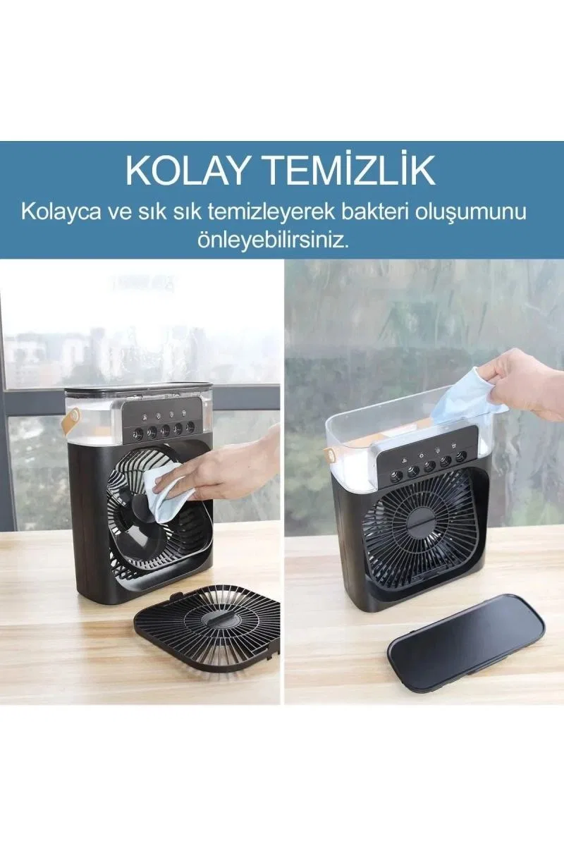 Taşınabilir Işıklı 5 Spreyli Vantilatör Buzlu Buharlı Vantilatör Mini Fan Nemlendirici görsel 5