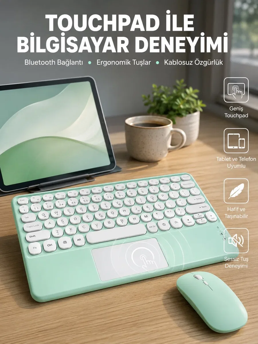 Profesyonel Wifi Q Klavye Bluetooth Klavye Touchpad 10. 8 Inç Yeni Nesil