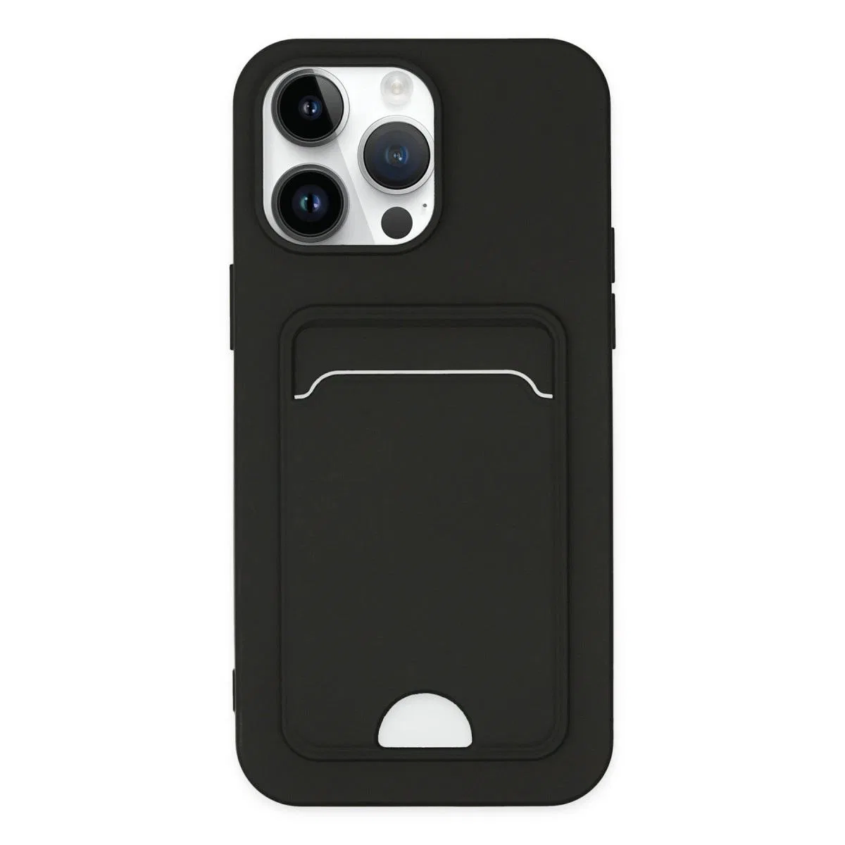Apple İphone 14 Pro Kılıf Kelvin Kartvizitli Silikon - Siyah