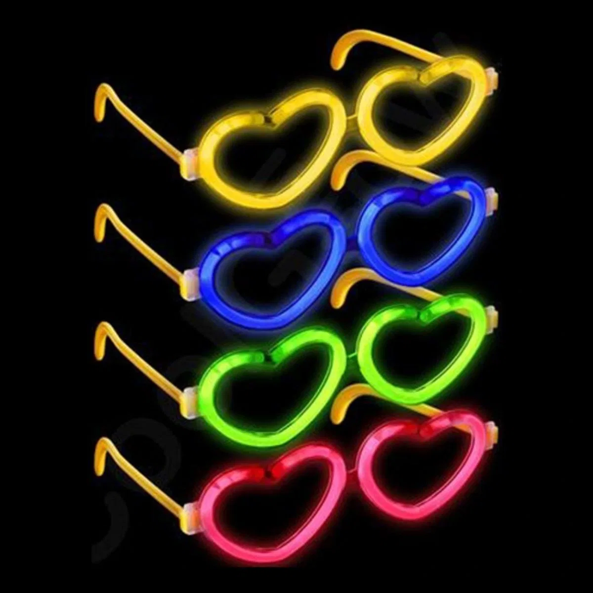 Glow Kalpli Fosforlu Gözlük 6’lı Renkli Set – Neon Parti görsel 3