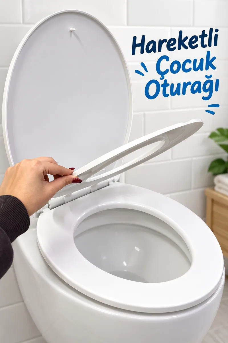 Çocuk Adaptörlü Beyaz Klozet Kapağı Aile Tipi