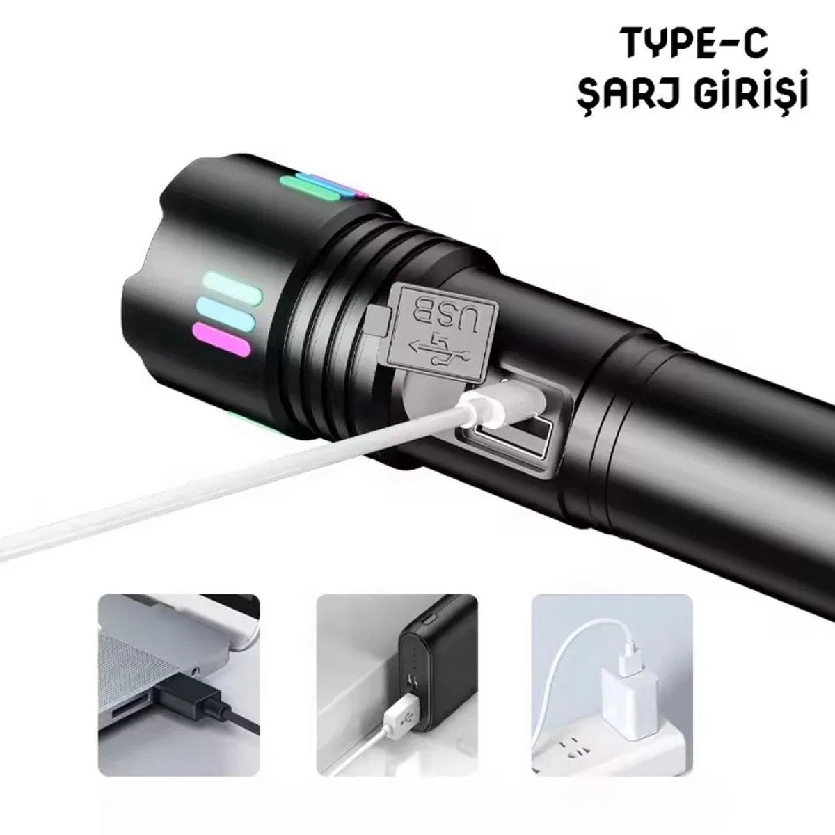 Wison Ws-9944 20w Zoomlu Fosforlu Metal Şarjlı El Feneri görsel 2