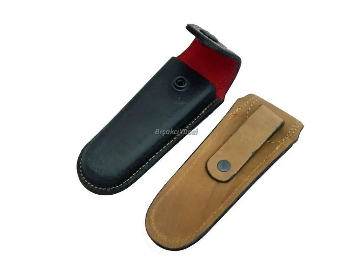 Hakiki Deri Çakı Kılıfı No: 4 - 14 Cm, Kemerlikli