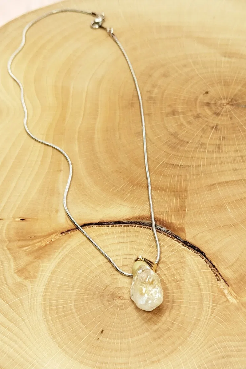 Sitrin Doğal Taşı Zincirli El Yapımı Kolye Uç: 2 cm Zincir: 20 cm Kutulu görsel 4