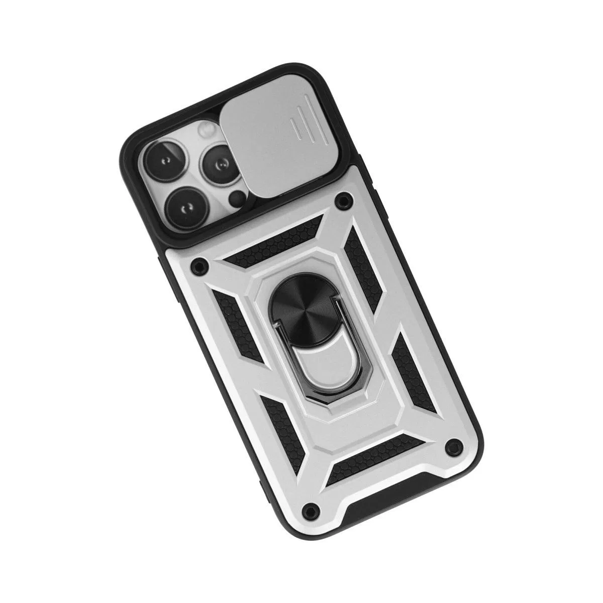 Apple İphone 13 Pro Max Kılıf Pars Lens Yüzüklü Silikon - Gümüş görsel 3