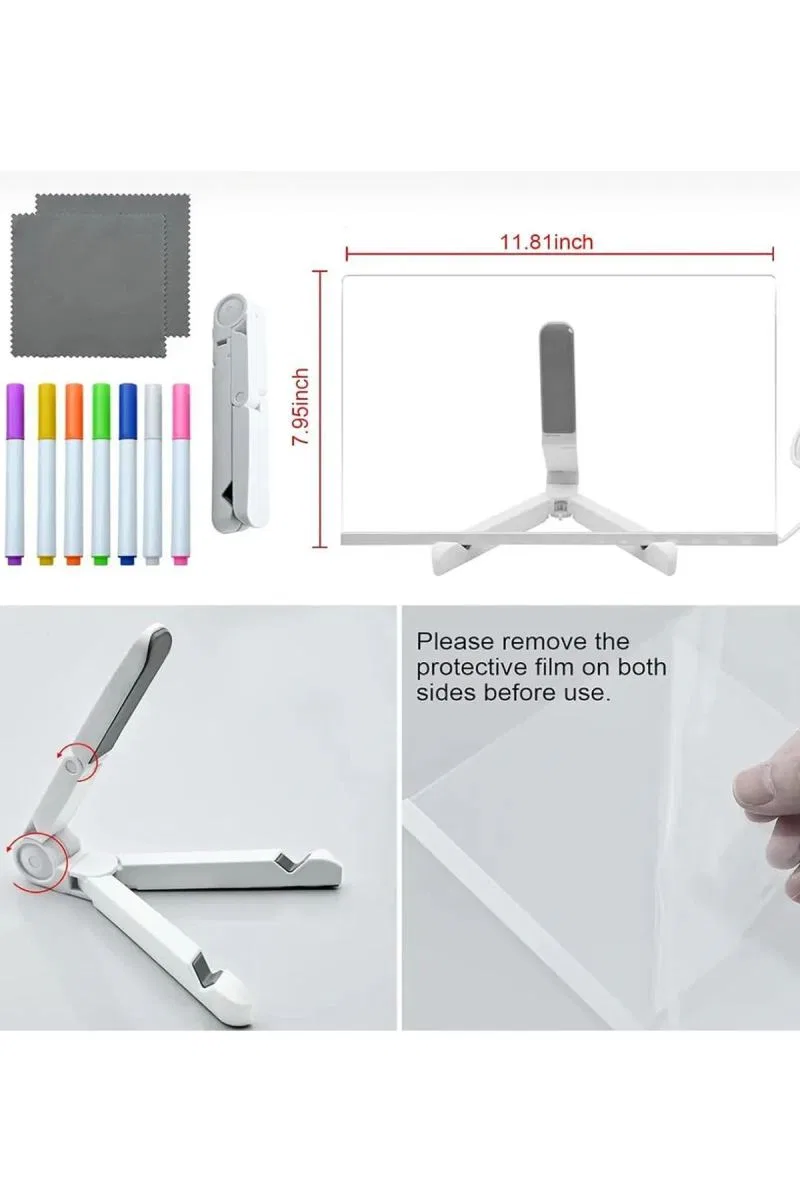 12 Inc Led Işıklı Çizim Tahtası Ayarlanabilir Stant Ve Kalemleri İle görsel 6