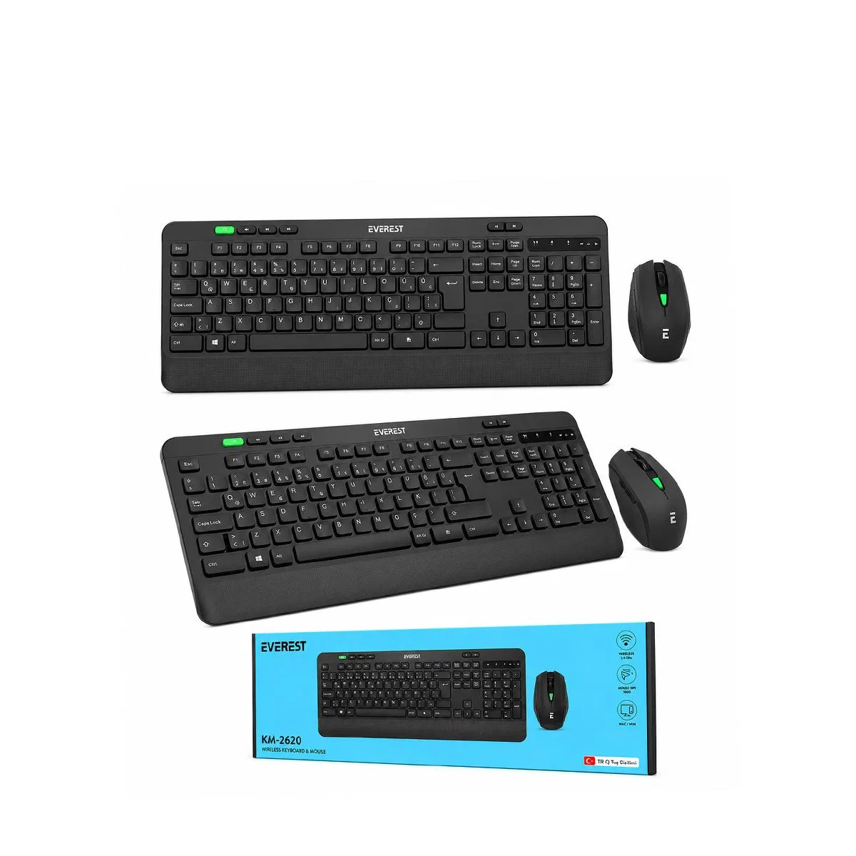 Kablosuz Klavye Mouse Seti (USB, Sessiz, Q Klavye) görsel 2
