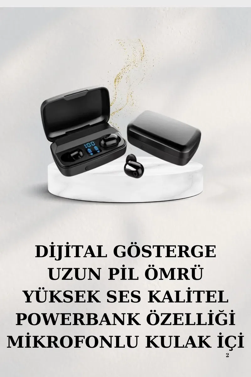 Dijital Göstergeli Bluetooth Kulaklık Kablosuz TWS Stereo Bluetooth 5. 0 görsel 2
