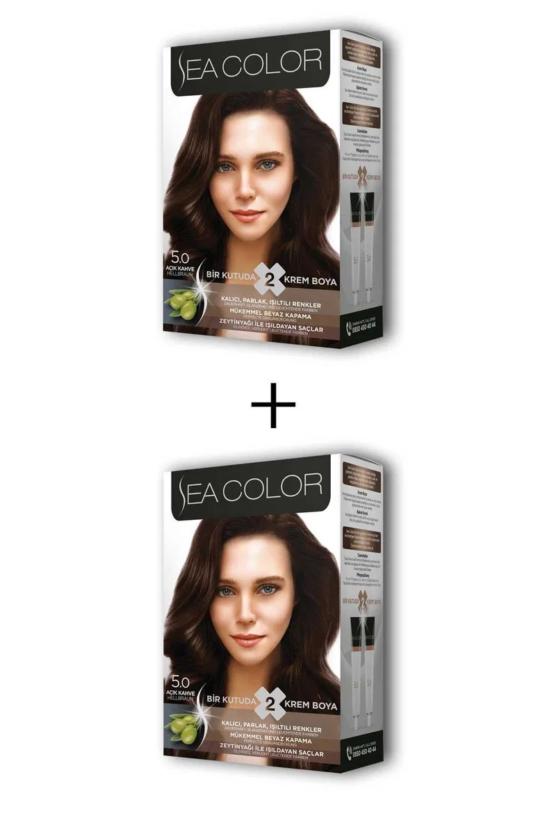 2X2 Tüp Krem Saç Boyası Seti Açık Kahve No: 5. 0