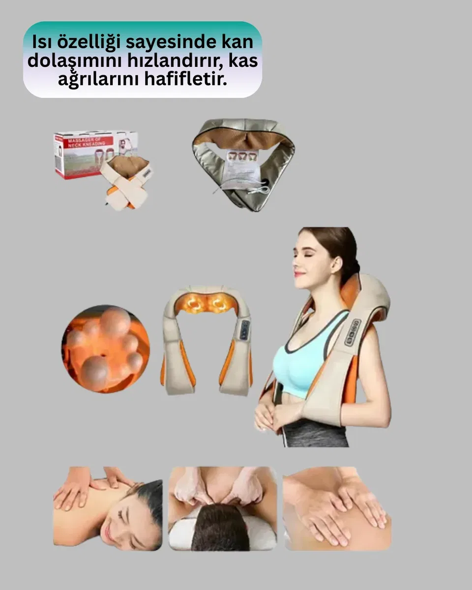 Ev Tipi Ovmalı Isıtmalı Boyun Omuz Bel Masaj Aleti Kolay Kullanım görsel 2