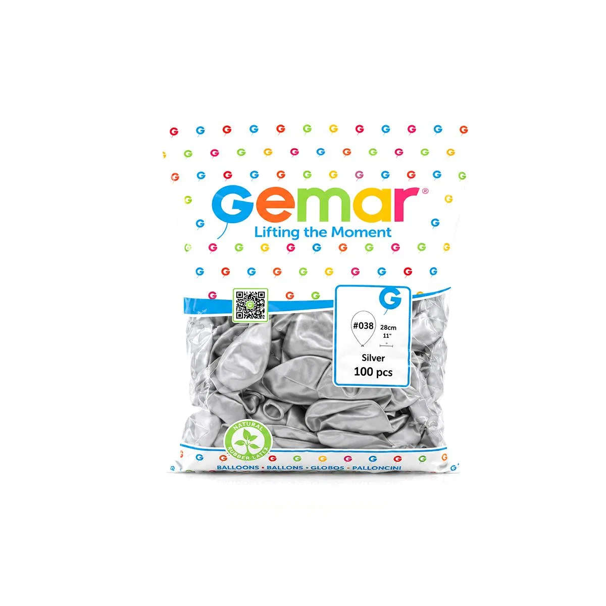 Metalik Gümüş Balon 11'' (28 cm) - 100'lü görsel 2