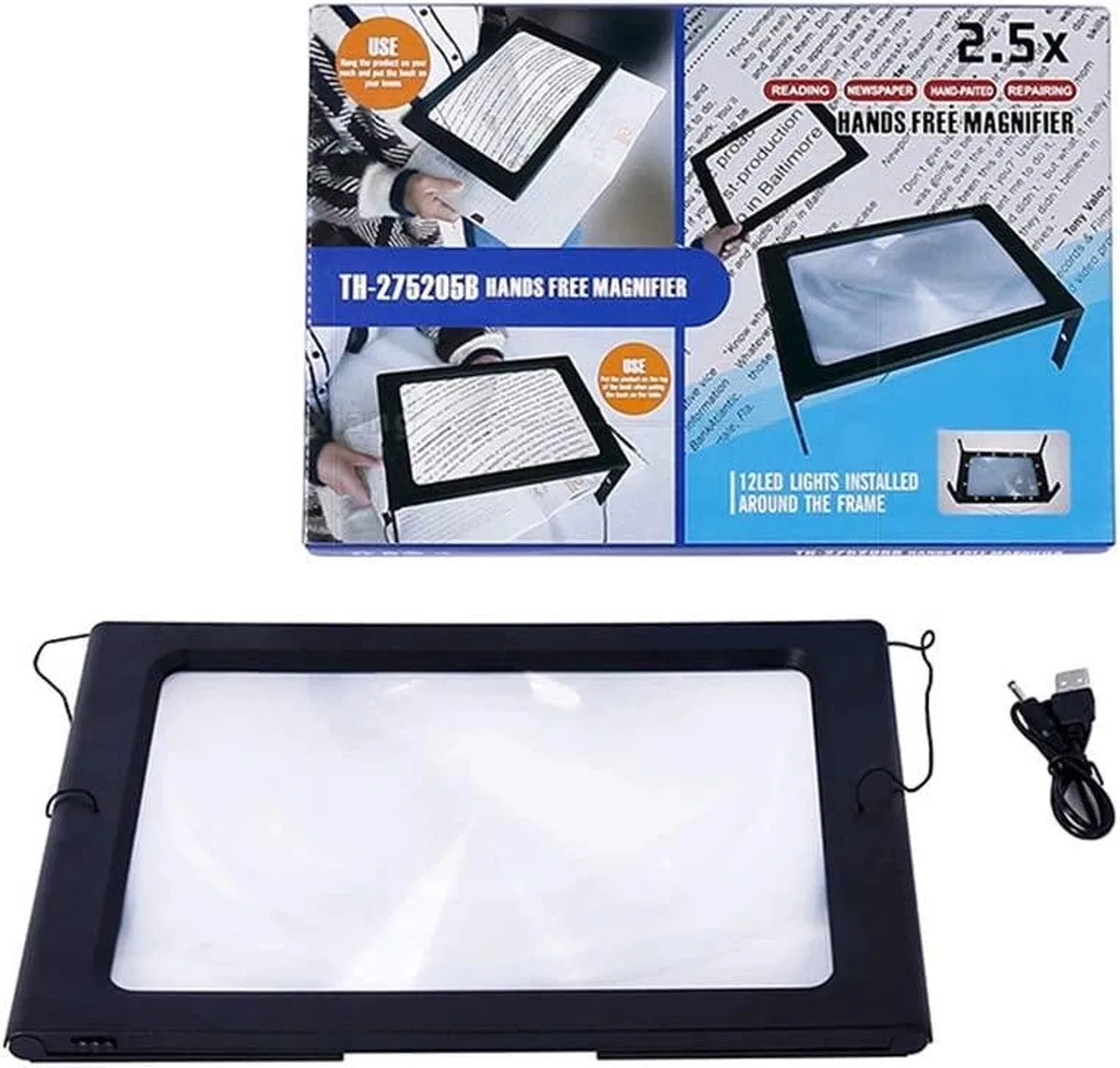 Yaşlılar İçin A4 Boyutu Masa Tipi Işıklı Okuma Büyüteç Th275205b görsel 2