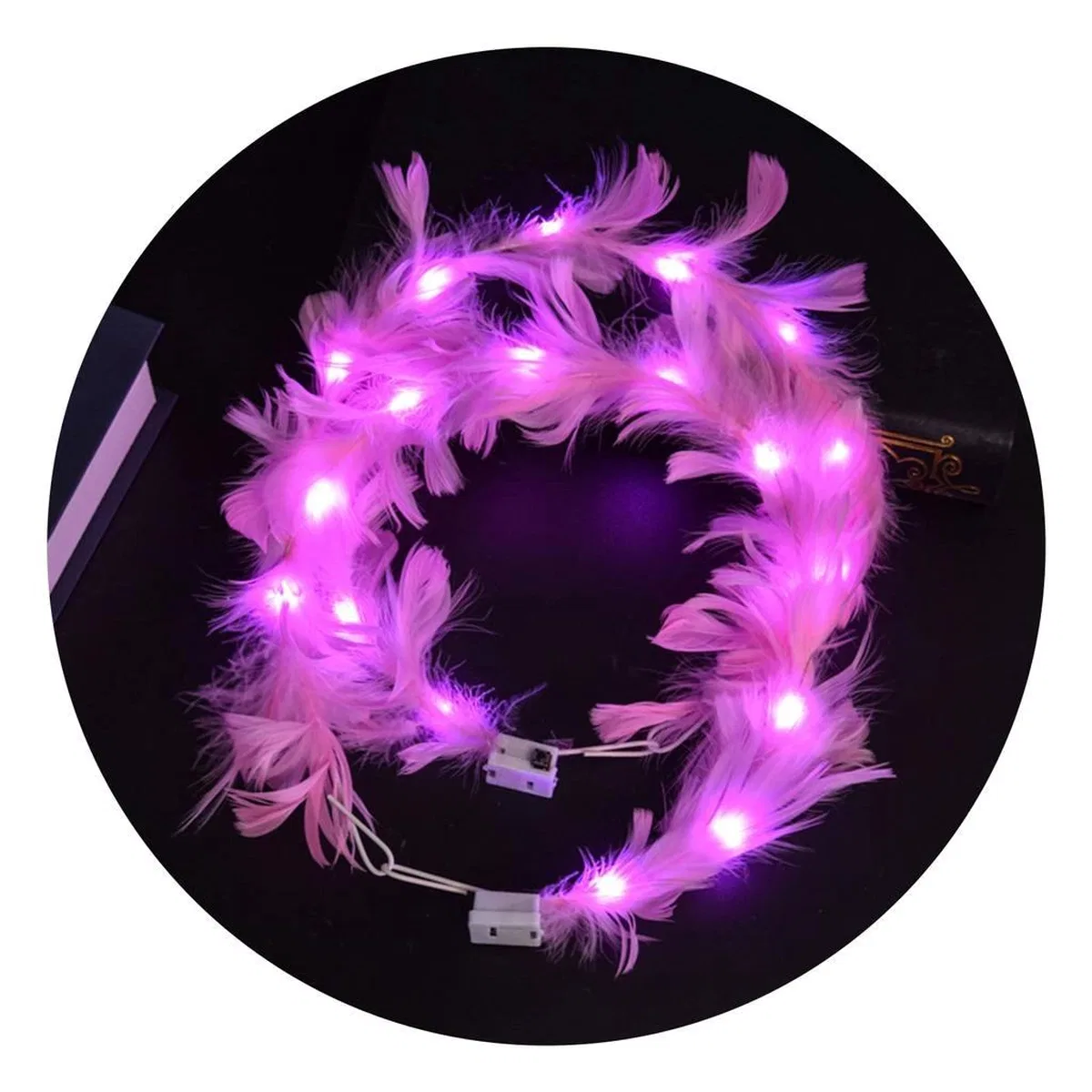 Led Işıklı Rengarenk Yanan 3 Fonksiyonlu Otrişli Parti Tacı Pembe Renk 12x12 Cm görsel 2
