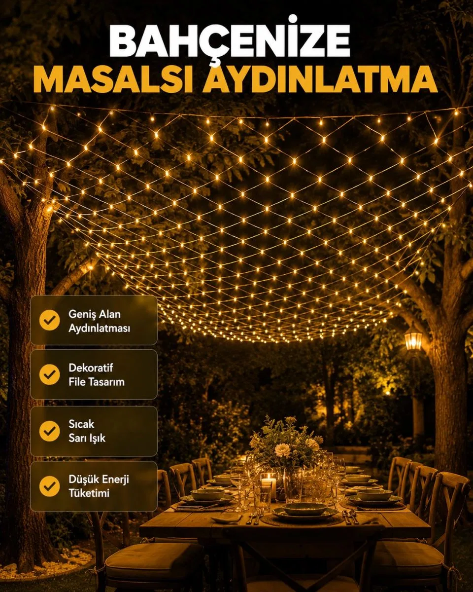 Led File Işık Dekoratif Ağ Led Aydınlatma İç Mekan Balkon Bahçe Süsü Yeni Nesil