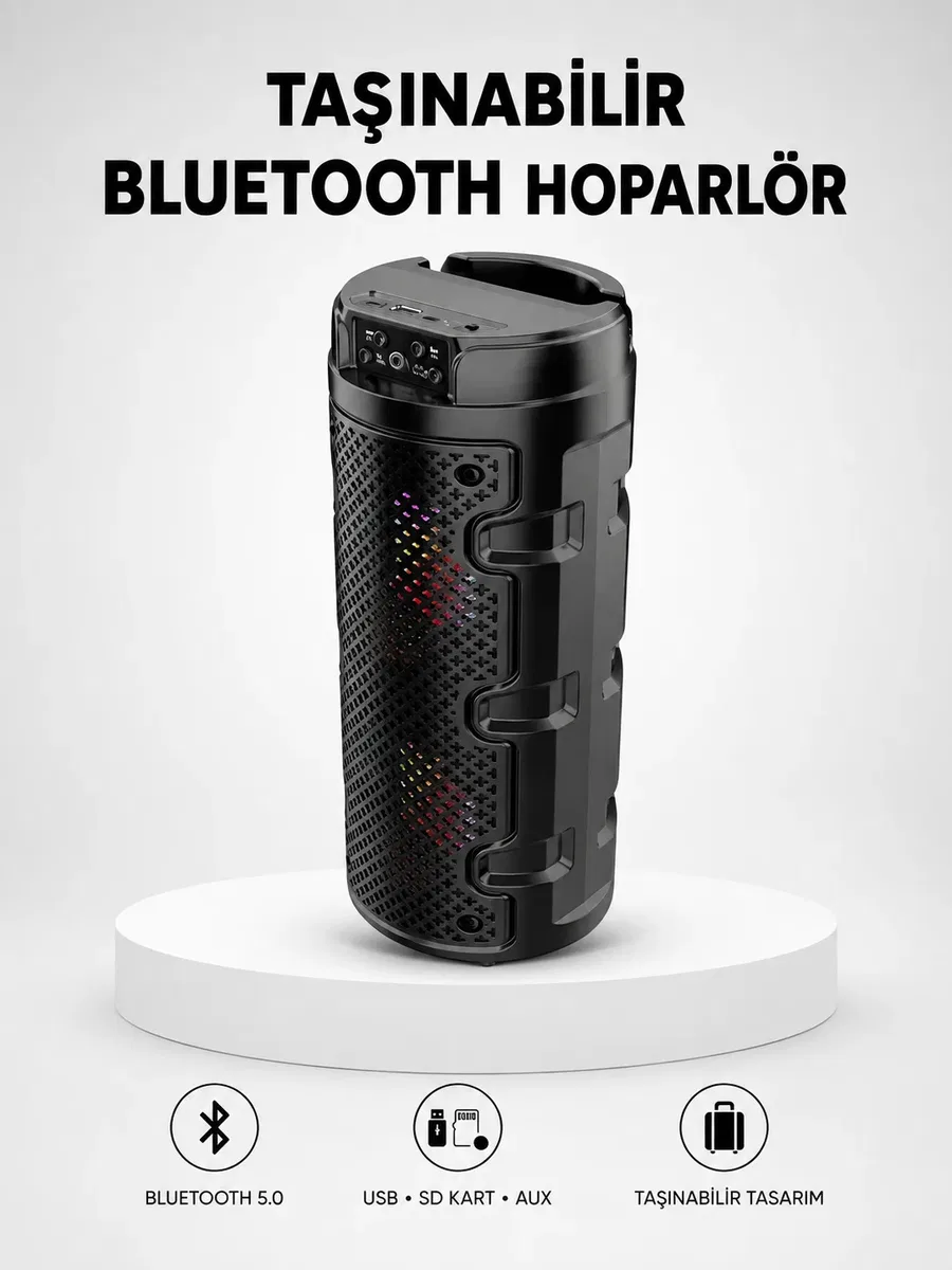Bluetooth 5. 0 Kablosuz Hoparlör Çift Sürücülü Yüksek Ses Kalitesi Kompakt Tasarım