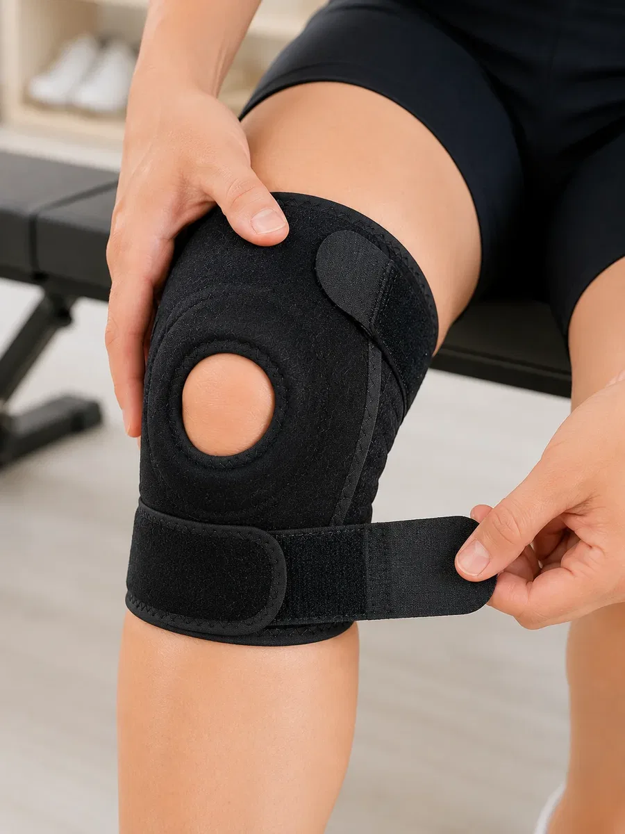 Patella Destekli Kısa Dizlik Ayarlanabilir Bantlı Diz Koruyucu Destek görsel 3