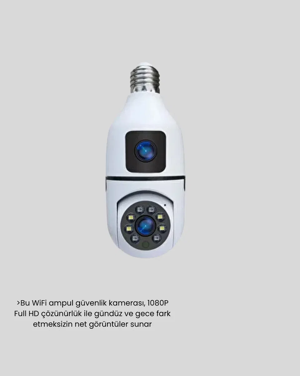 WiFi Ampul Güvenlik Kamerası 1080P Full HD Gece Görüşlü ve Hareket Algılamalı görsel 4