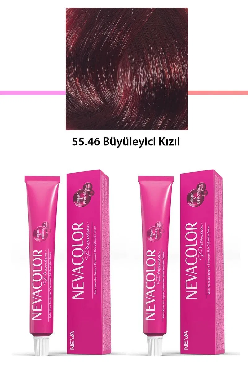 2 li Set Premium 55. 46 Büyüleyici Kızıl - Kalıcı Krem Saç Boyası 2 X 50 g Tüp