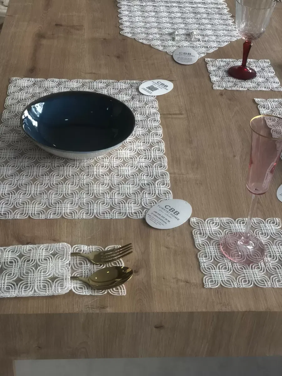 Sofra Takımı Orion Gardenya Keten Yemek Takımı 160x260 Masa Seti 26 Parça Runner Set Krem görsel 8