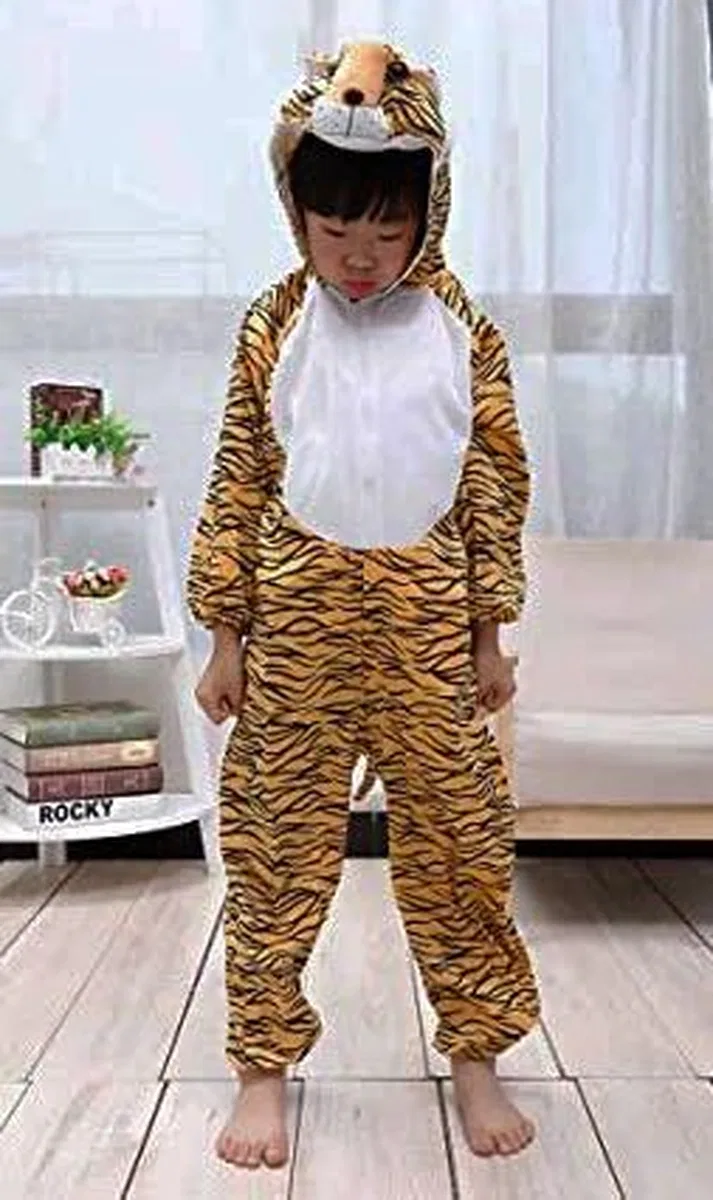 Çocuk Kaplan Kostumu - Aslan Kostümü 4-5 Yaş 100 Cm görsel 2