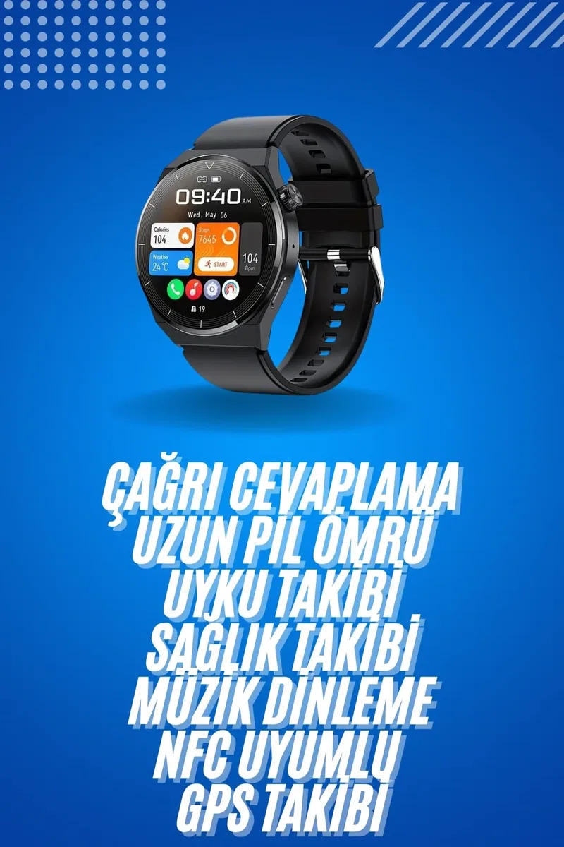 Amoled Ekran Metal Deri Silikon Kordonlu Uyku ve Sağlık Takibi görsel 2