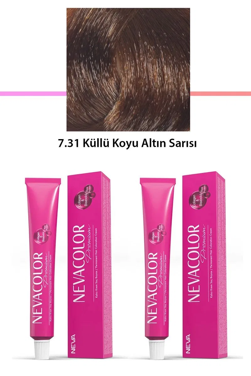 2 li Set Premium 7. 31 Küllü Koyu Altın Sarısı - Kalıcı Krem Saç Boyası 2 X 50 g Tüp