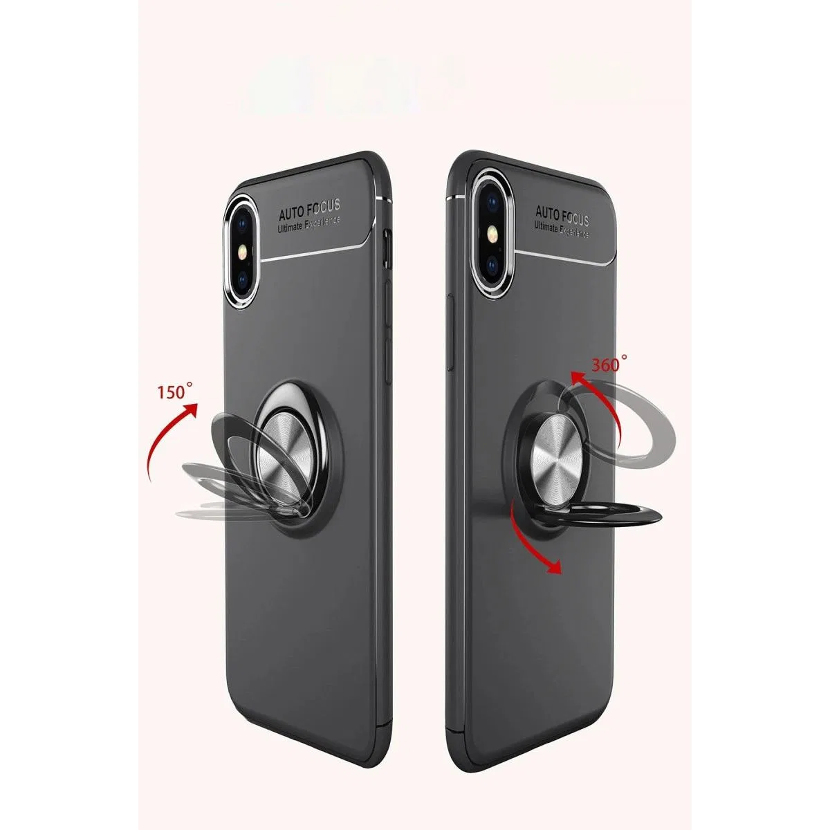 Apple İphone Xs Max Kılıf Range Yüzüklü Silikon - Siyah-mavi görsel 2
