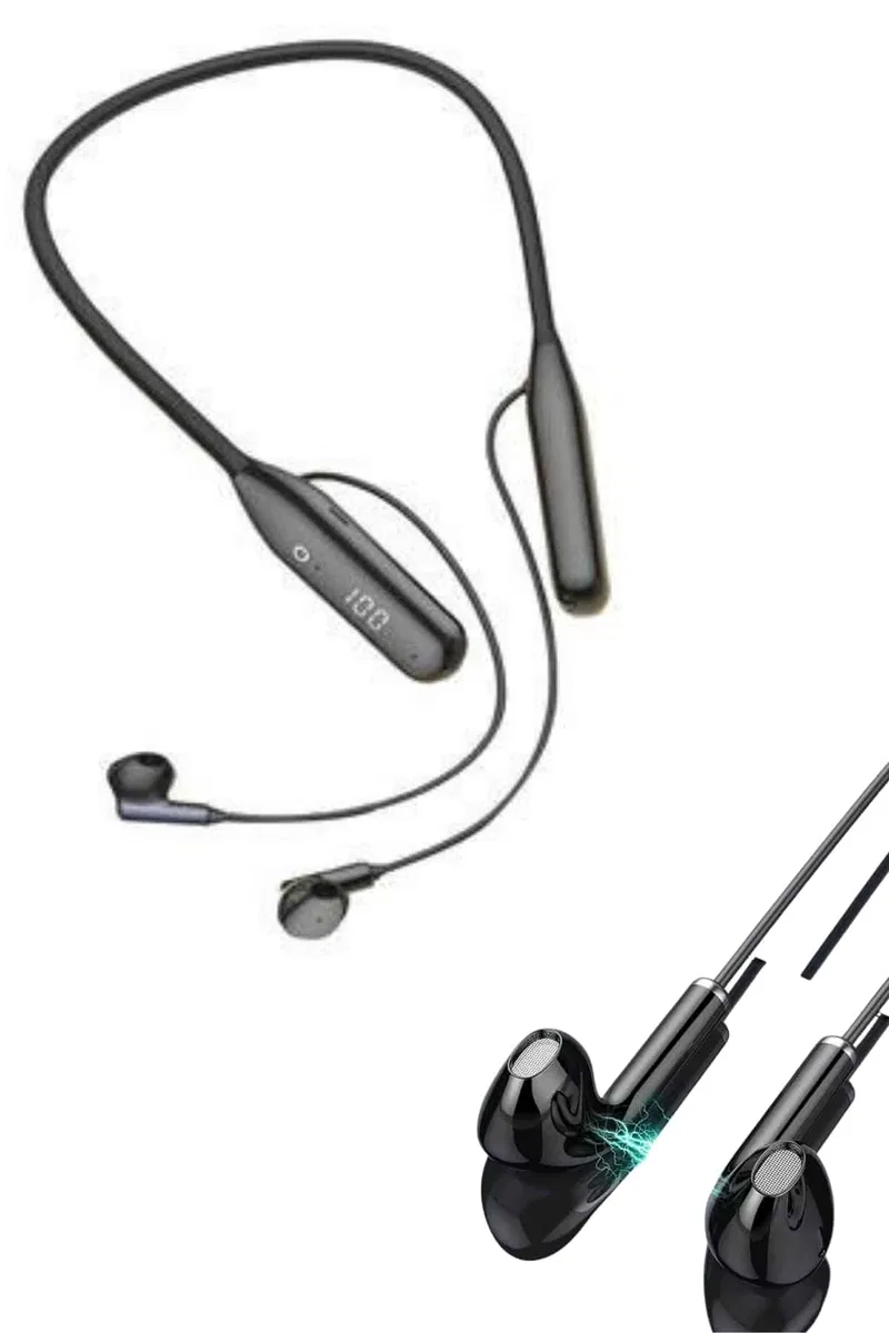 Boyun Bantlı Kablolu Yüksek Ses Kaliteli Bluetooth Kulaklık Uzun Pil Ömrü 100 saat sarj görsel 3