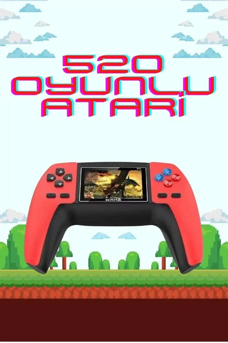 520 Retro Oyunlu El Konsolu Atari Oyun Konsolu Taşınabilir görsel 2