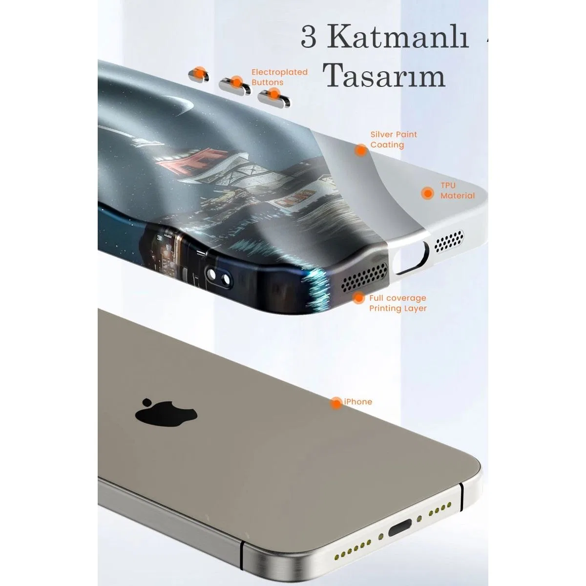 Apple İphone 14 Pro Kılıf Crew Desenli Kapak - Çiçek görsel 4